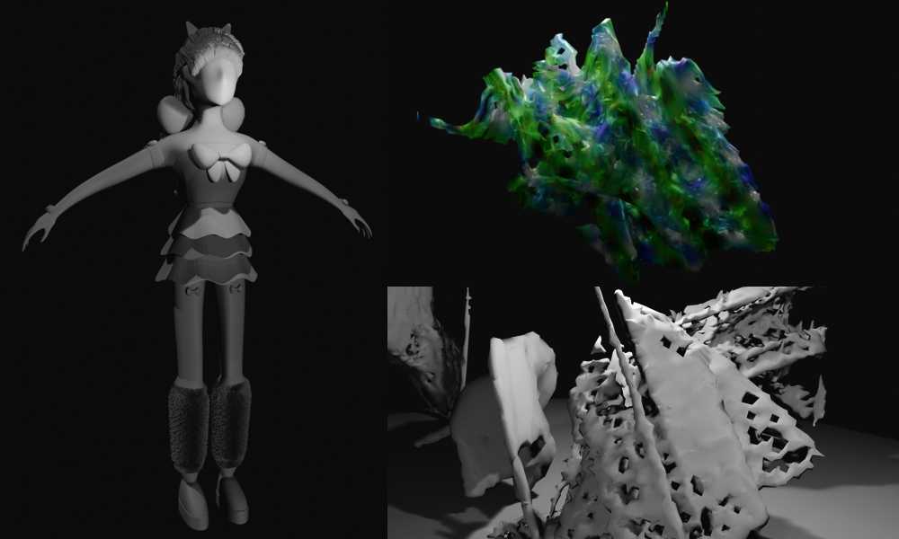 Pictures of my 3d models; character on the left