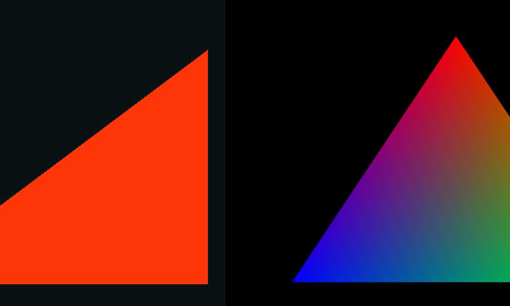 Screenshots of a triangle in both OpenGL and Vulkan