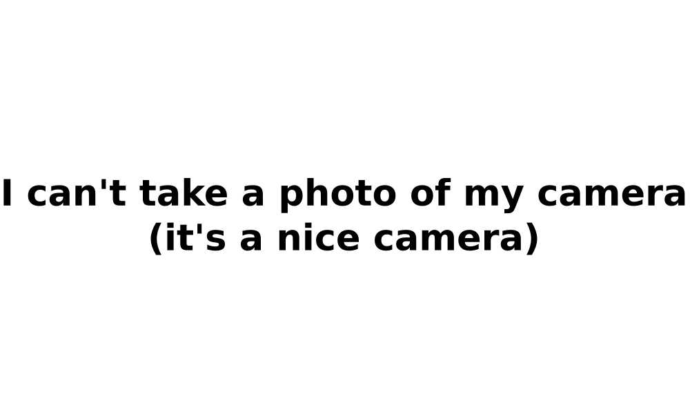 Text saying I can't take a photo of my camera
