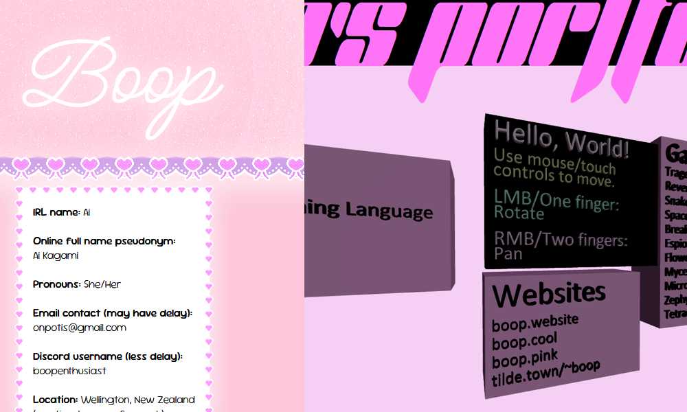 Screenshots of a couple of my websites